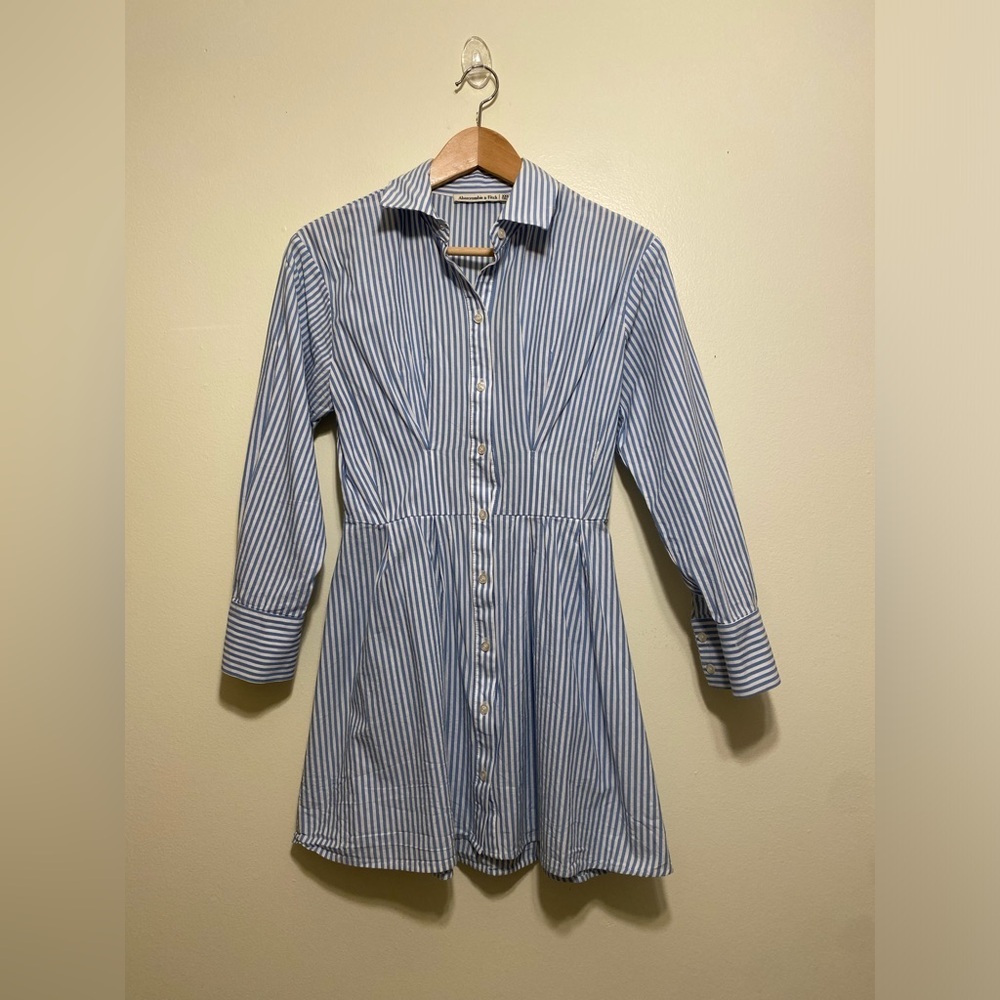 Abercrombie & Fitch Cotton Blue and White Striped Shirt Mini Dress . Size XXS